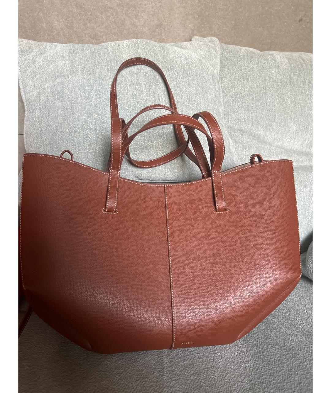 POLENE Коричневая кожаная сумка тоут, фото 3