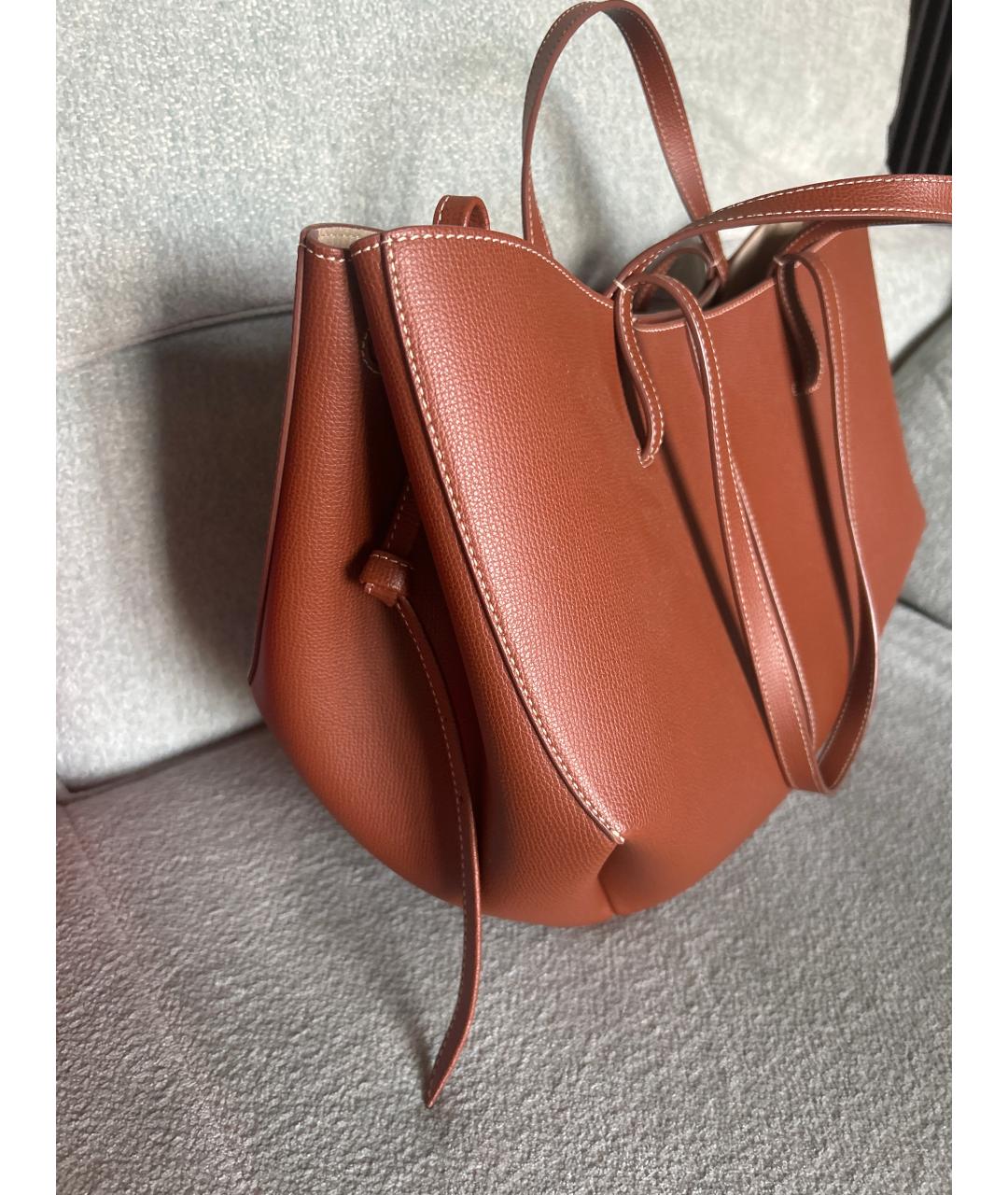 POLENE Коричневая кожаная сумка тоут, фото 2