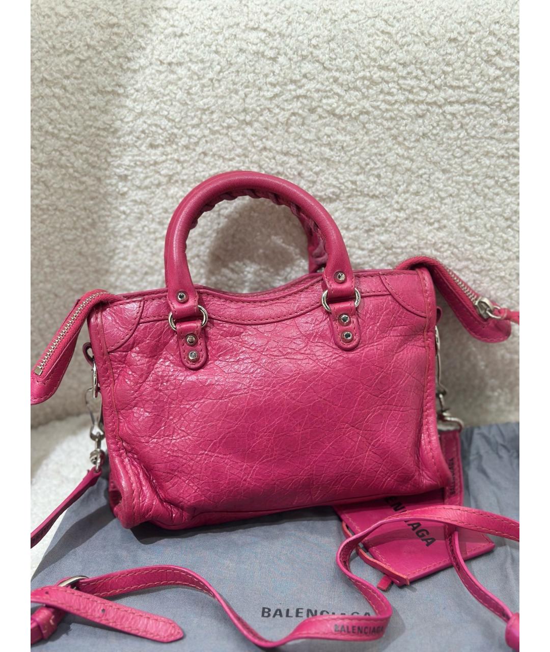 BALENCIAGA Розовая кожаная сумка с короткими ручками, фото 2