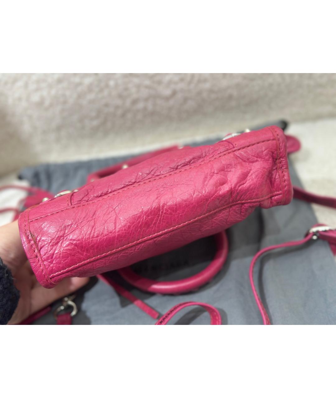 BALENCIAGA Розовая кожаная сумка с короткими ручками, фото 4