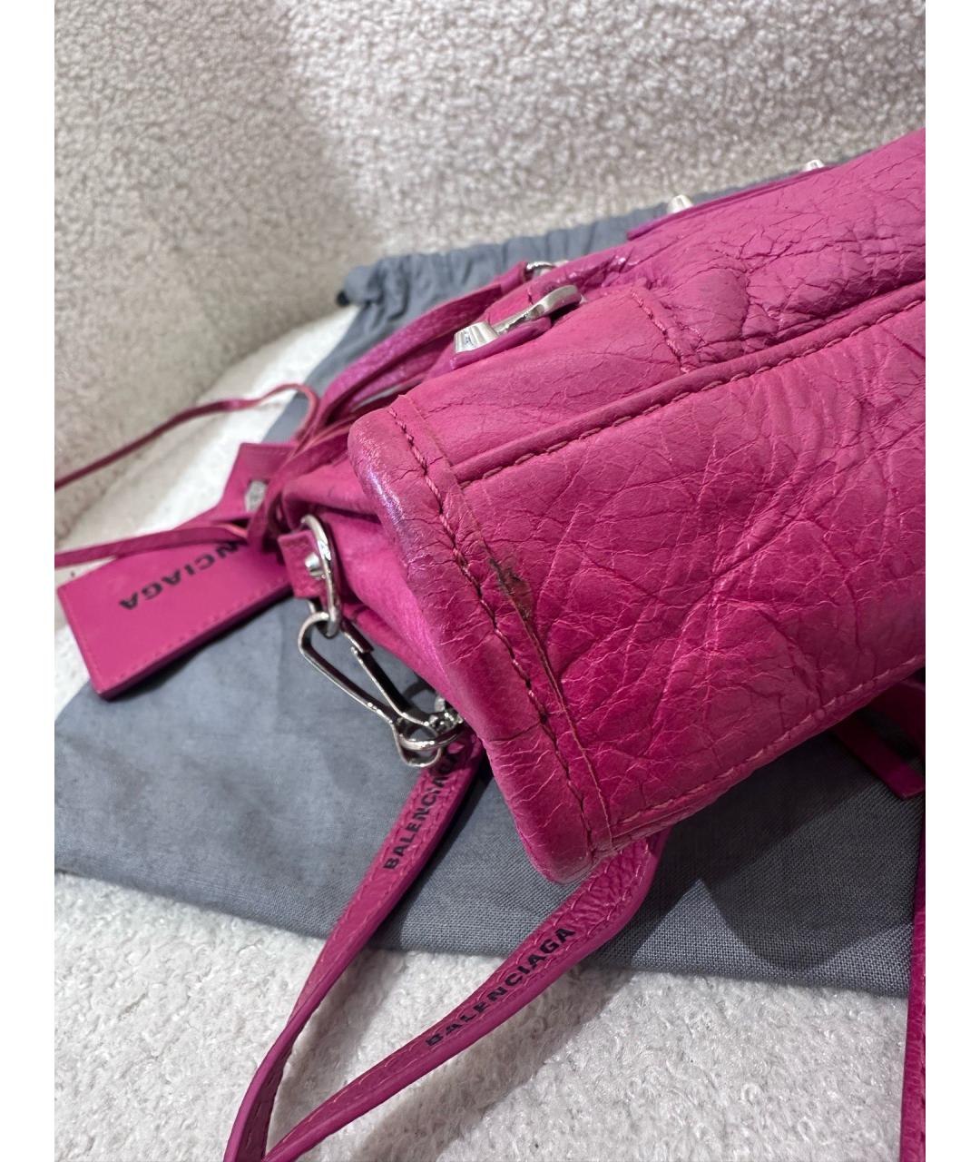BALENCIAGA Розовая кожаная сумка с короткими ручками, фото 6