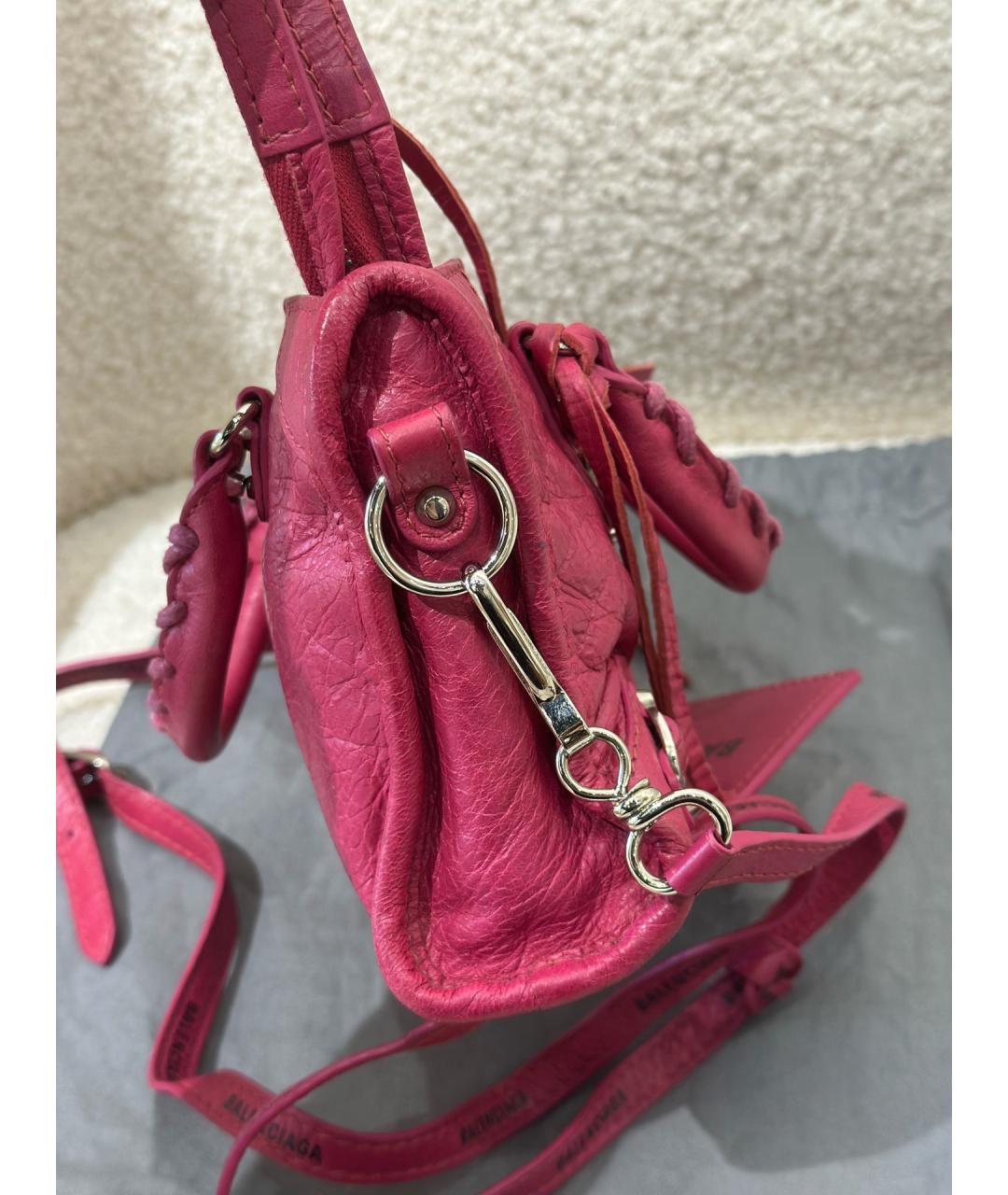 BALENCIAGA Розовая кожаная сумка с короткими ручками, фото 3