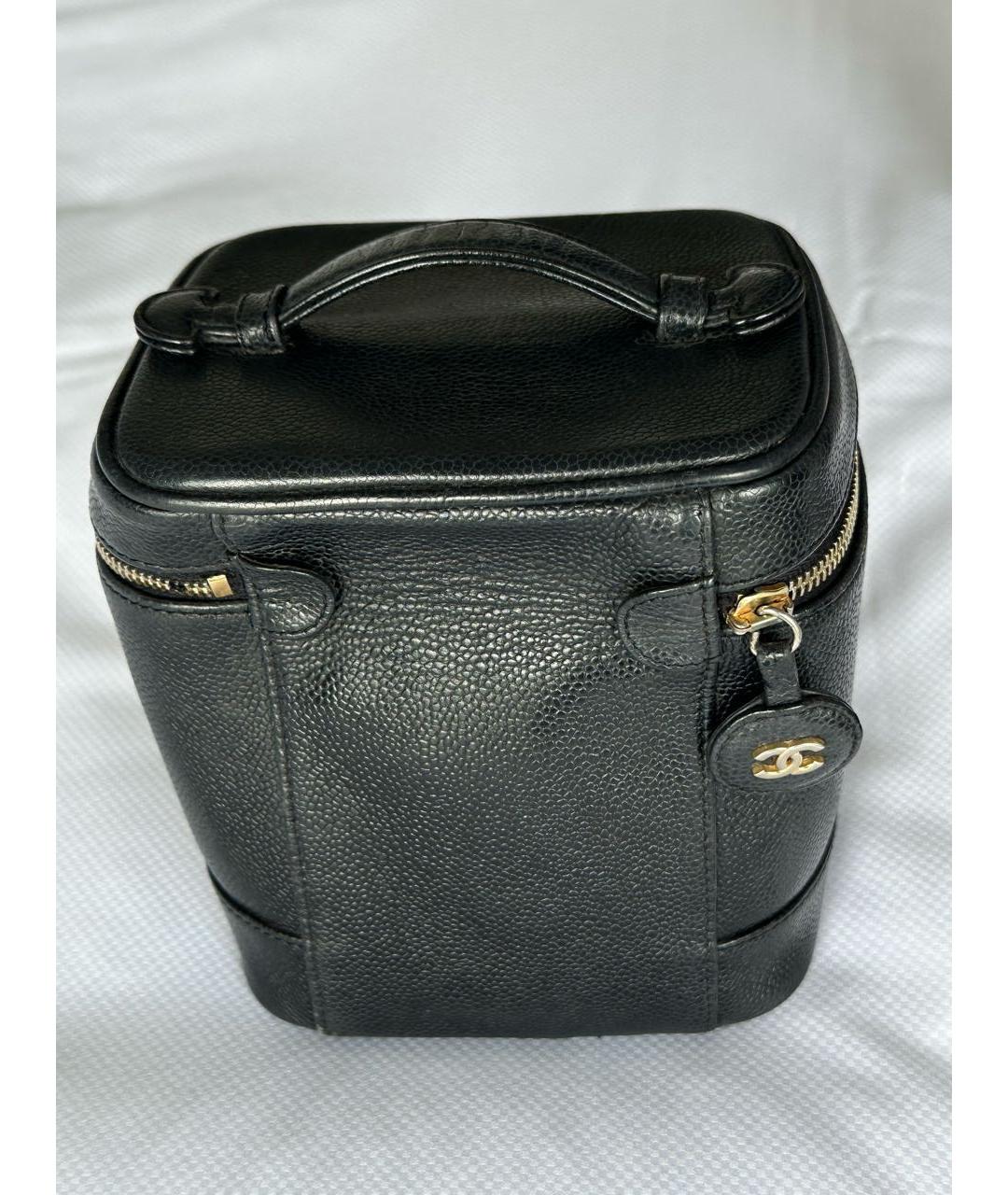 CHANEL Черная кожаная сумка с короткими ручками, фото 3