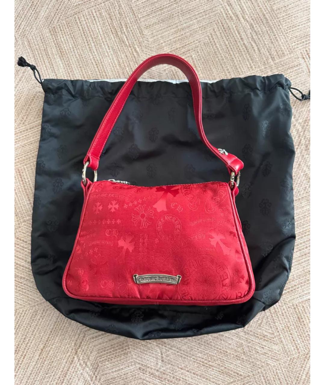 CHROME HEARTS Красная тканевая сумка с короткими ручками, фото 2