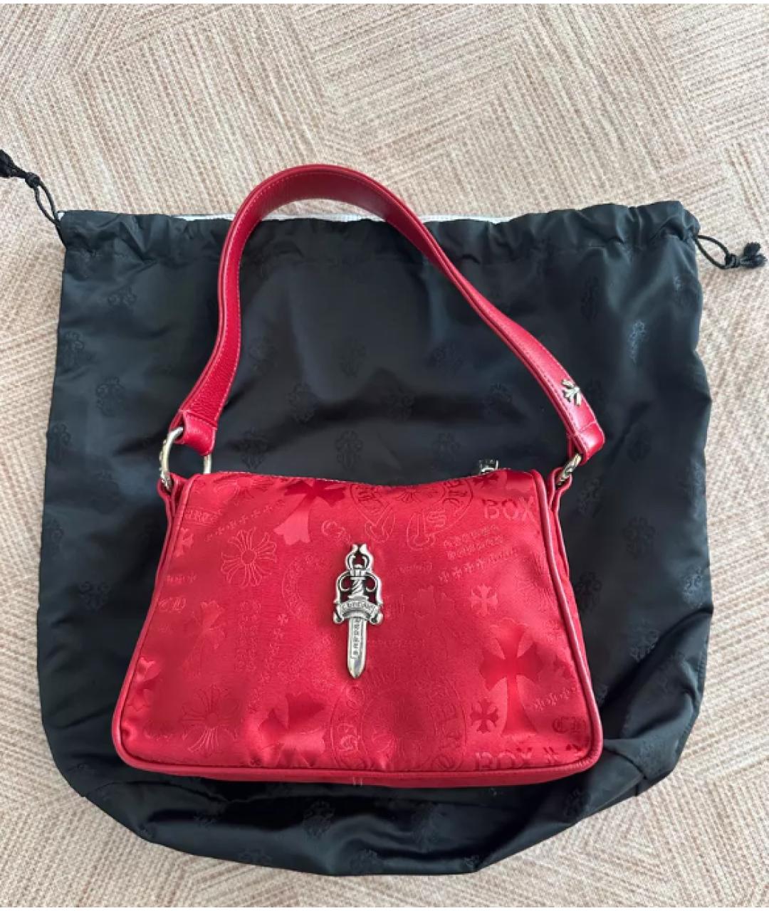 CHROME HEARTS Красная тканевая сумка с короткими ручками, фото 3