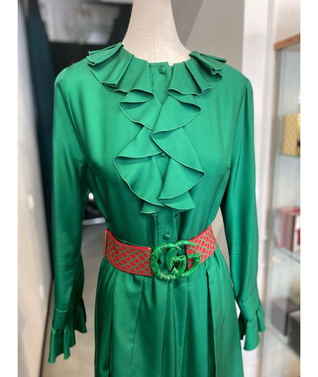 GUCCI Зеленые шелковое коктейльное платье, фото 4