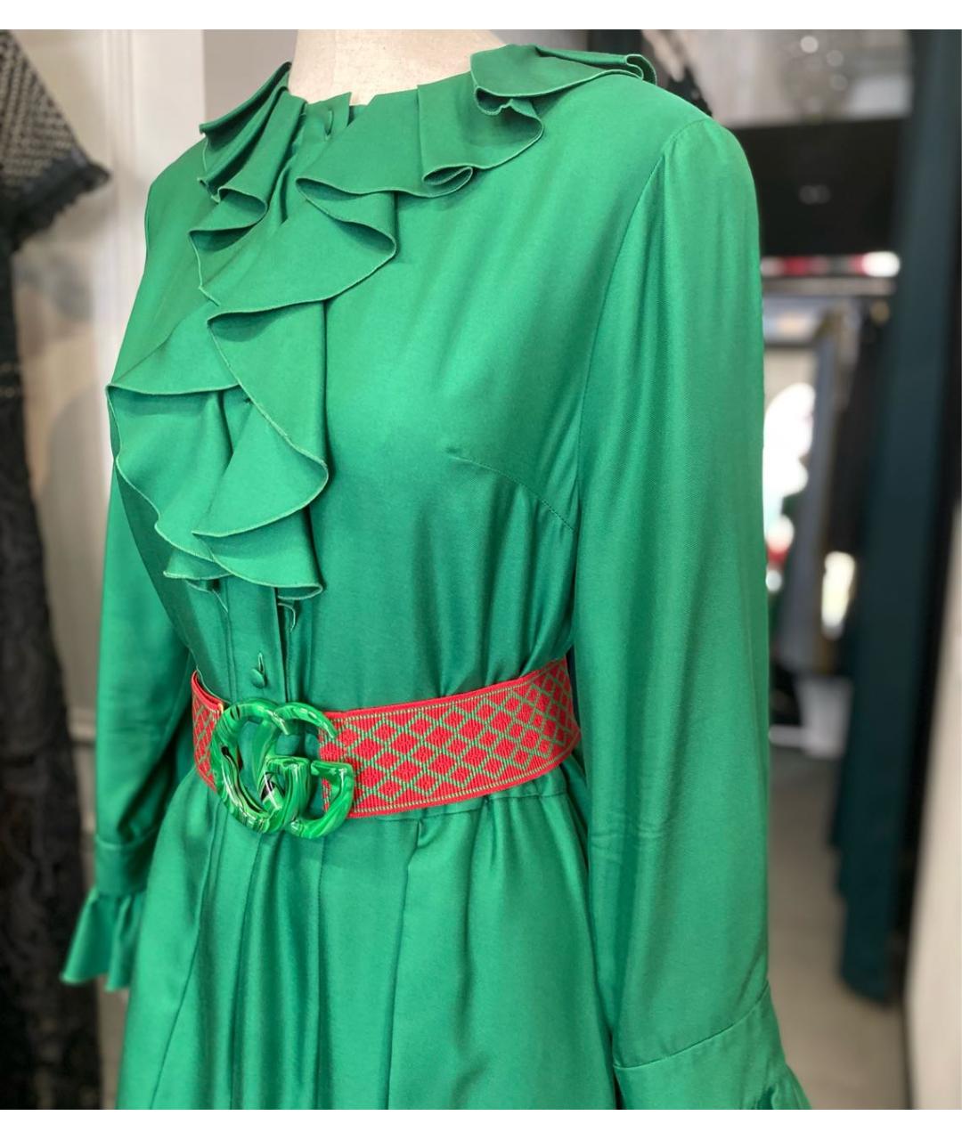 GUCCI Зеленые шелковое коктейльное платье, фото 8