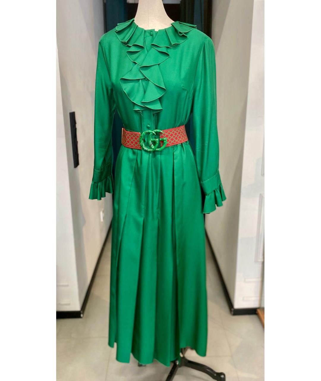 GUCCI Зеленые шелковое коктейльное платье, фото 9