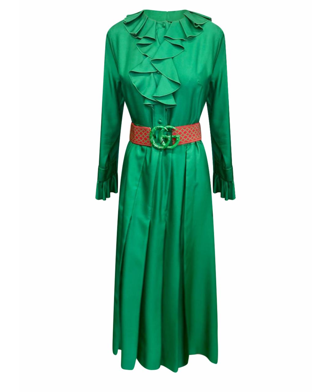 GUCCI Зеленые шелковое коктейльное платье, фото 1