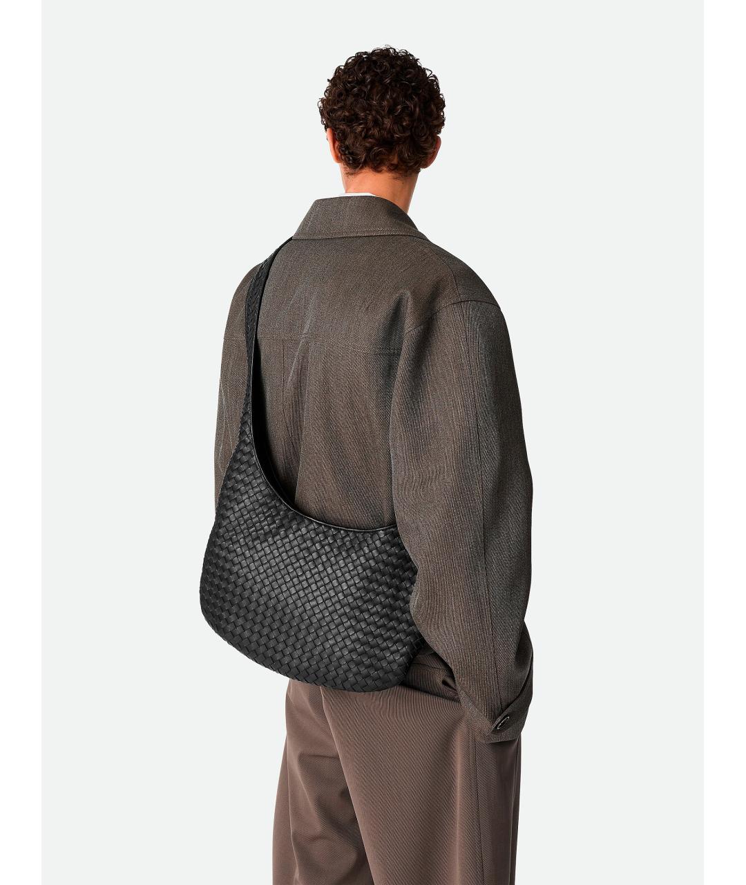 BOTTEGA VENETA Черная кожаная сумка на плечо, фото 2