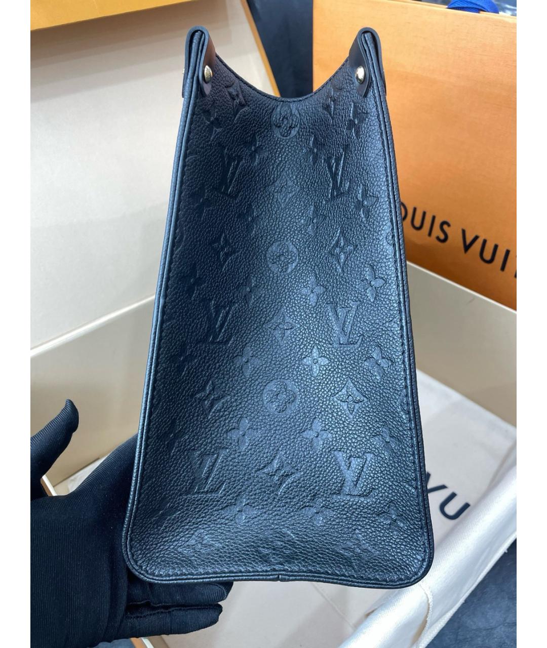 LOUIS VUITTON Черная кожаная сумка тоут, фото 4