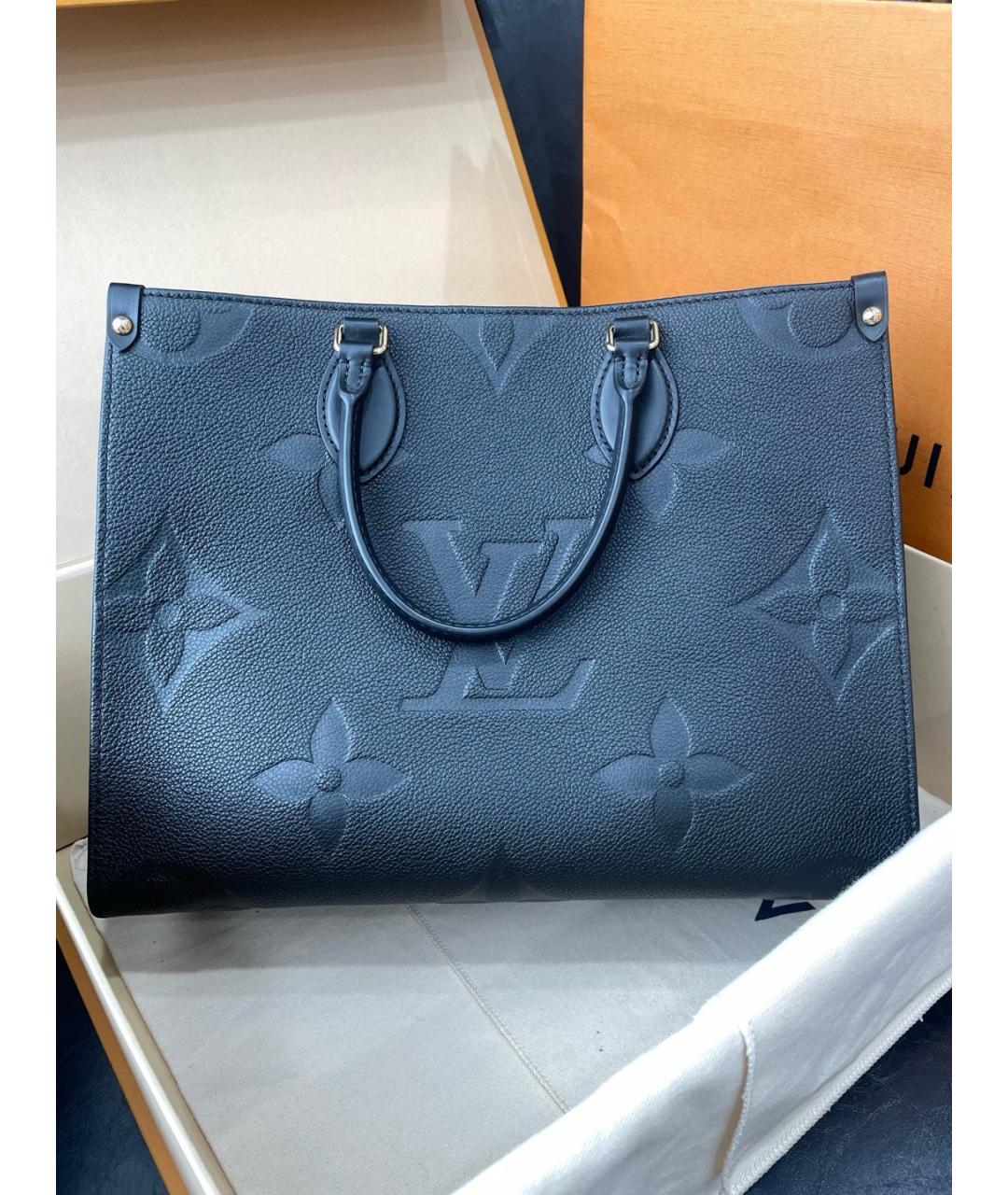 LOUIS VUITTON Черная кожаная сумка тоут, фото 3