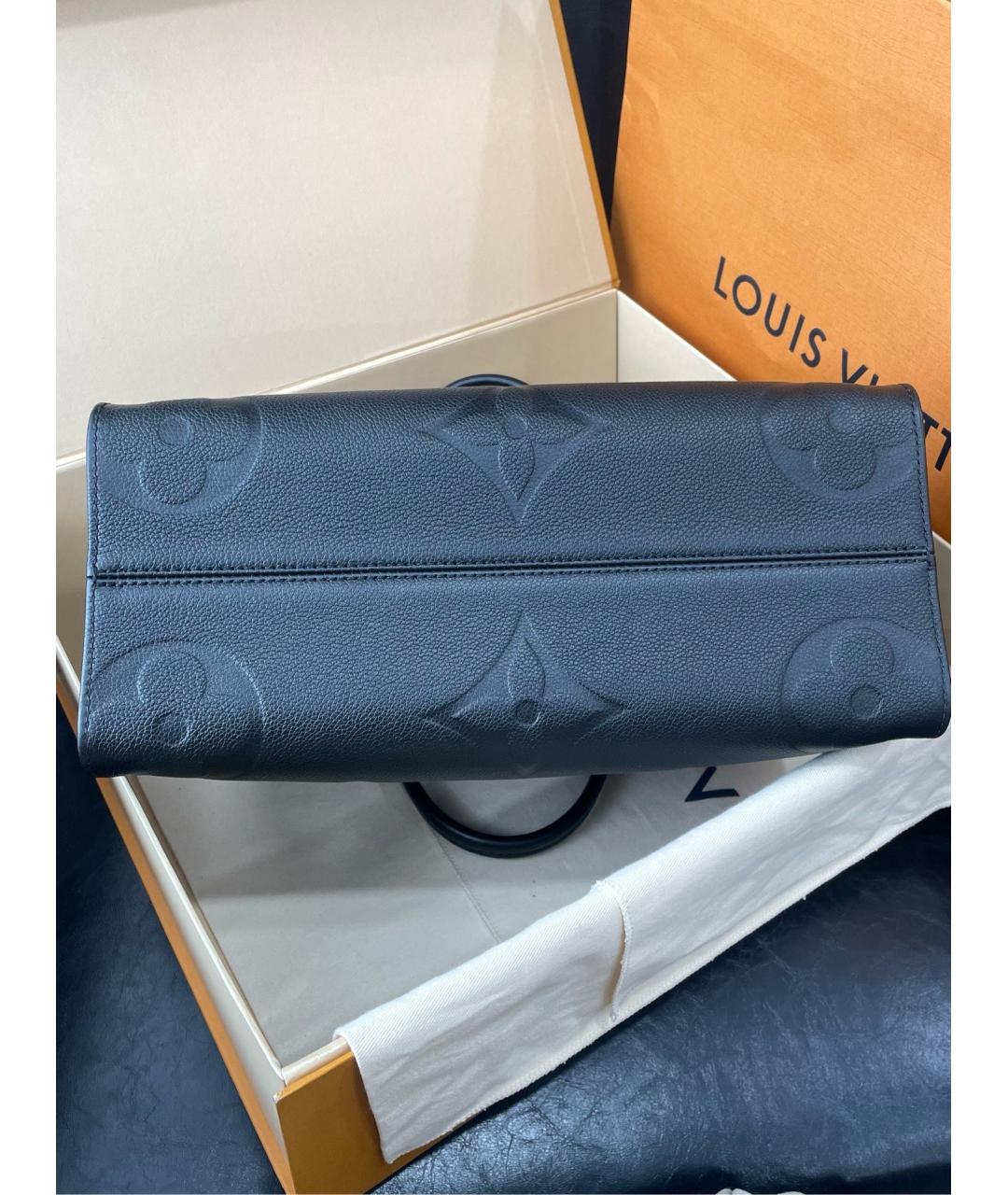 LOUIS VUITTON Черная кожаная сумка тоут, фото 5