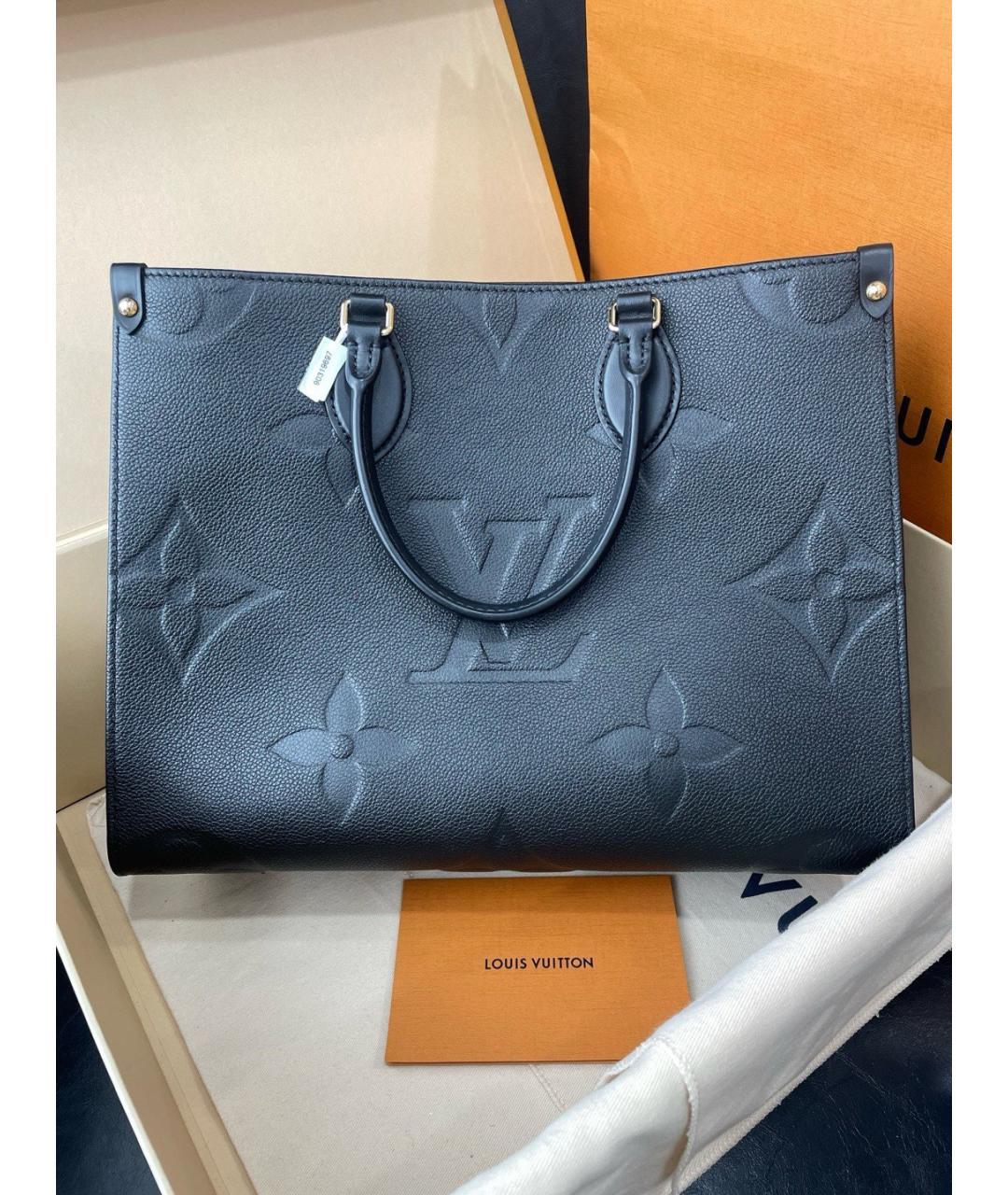 LOUIS VUITTON Черная кожаная сумка тоут, фото 7