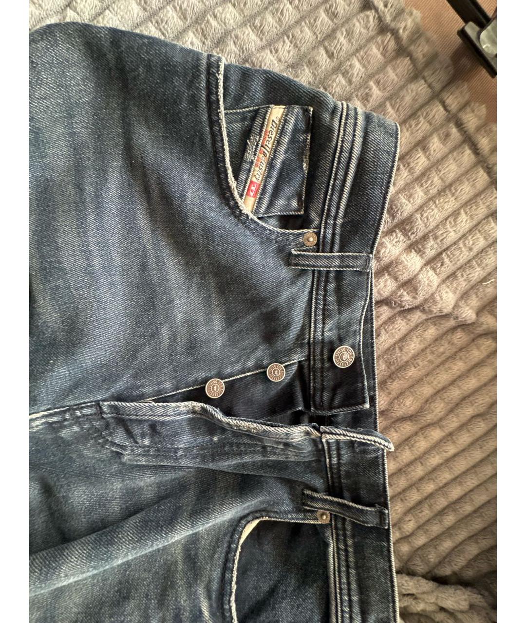DIESEL Темно-синие хлопковые прямые джинсы, фото 4