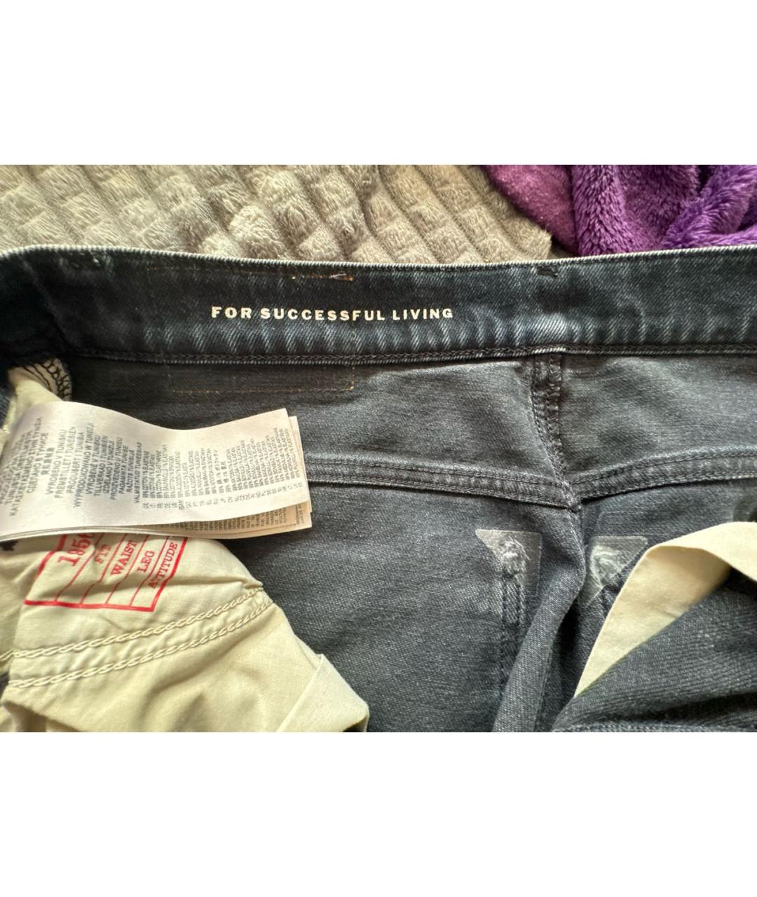 DIESEL Темно-синие хлопковые прямые джинсы, фото 3