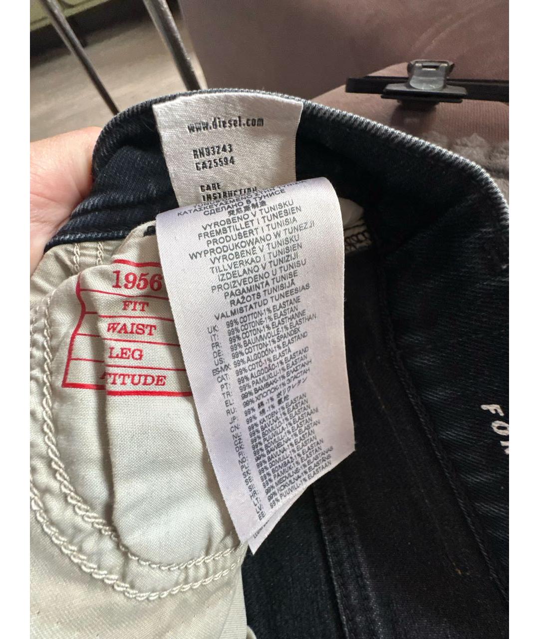 DIESEL Темно-синие хлопковые прямые джинсы, фото 5