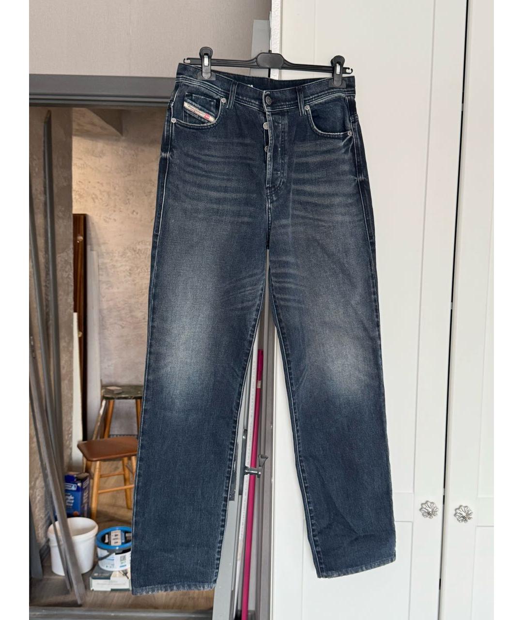 DIESEL Темно-синие хлопковые прямые джинсы, фото 7