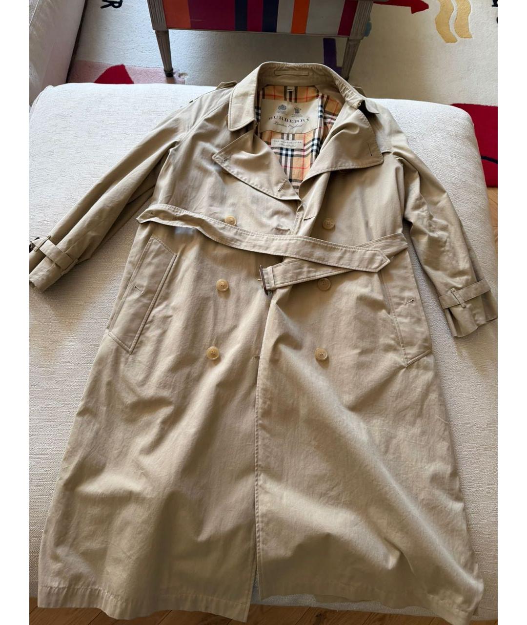 BURBERRY Бежевый хлопковый тренч/плащ, фото 3