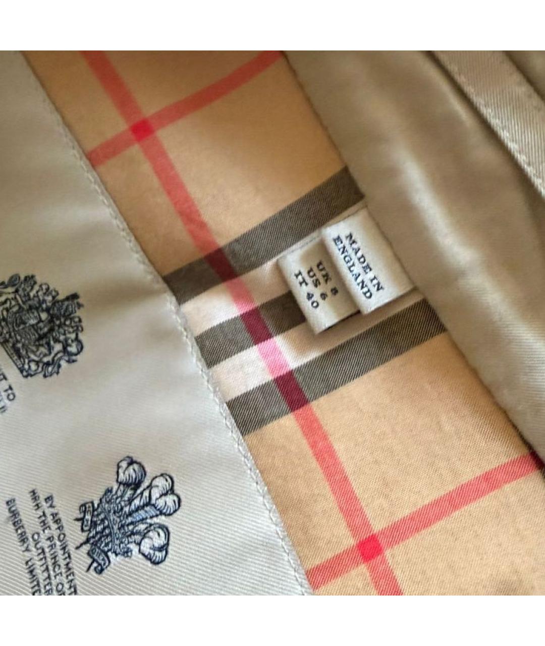 BURBERRY Бежевый хлопковый тренч/плащ, фото 8