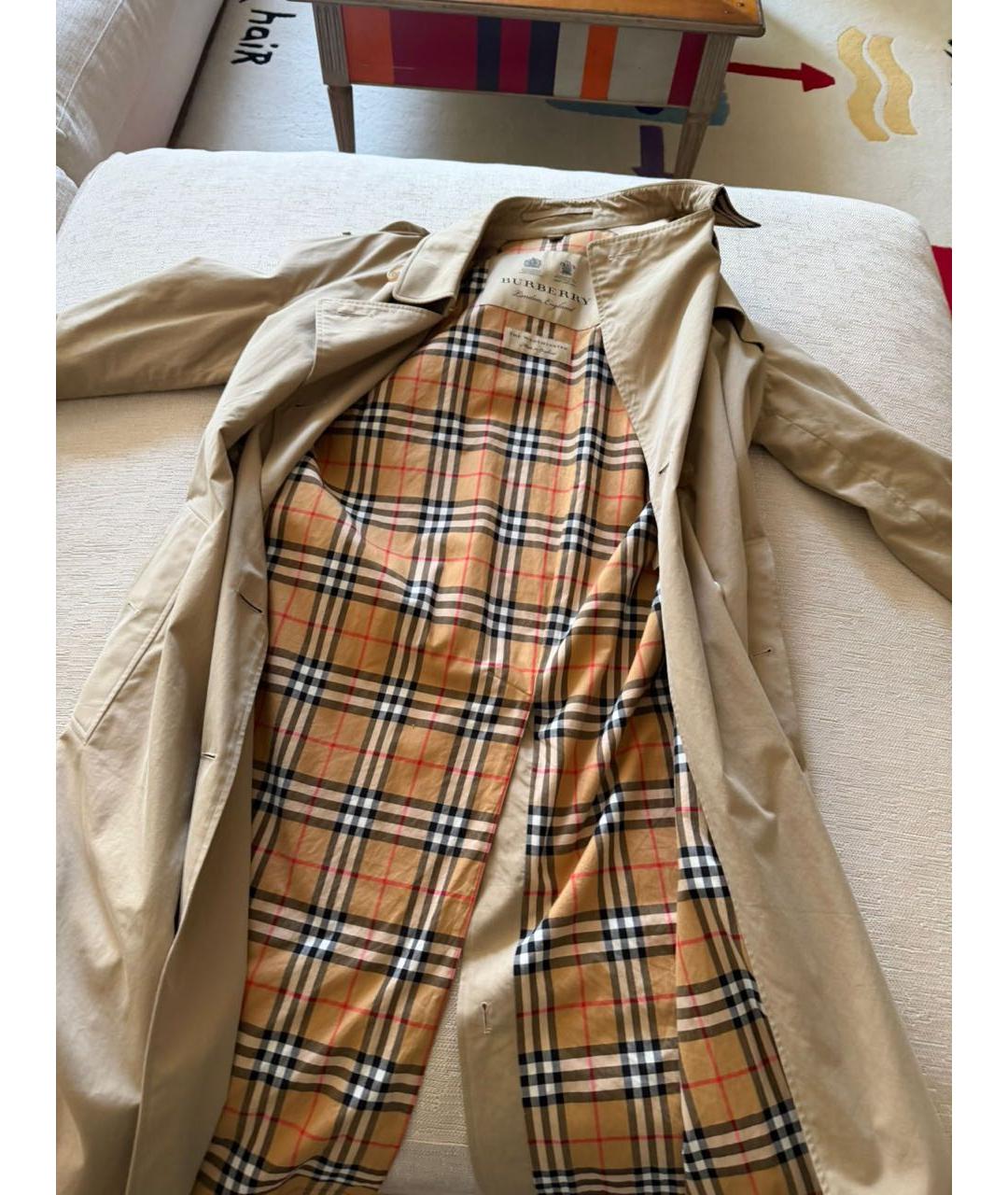 BURBERRY Бежевый хлопковый тренч/плащ, фото 4