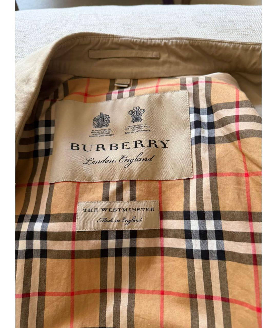 BURBERRY Бежевый хлопковый тренч/плащ, фото 5