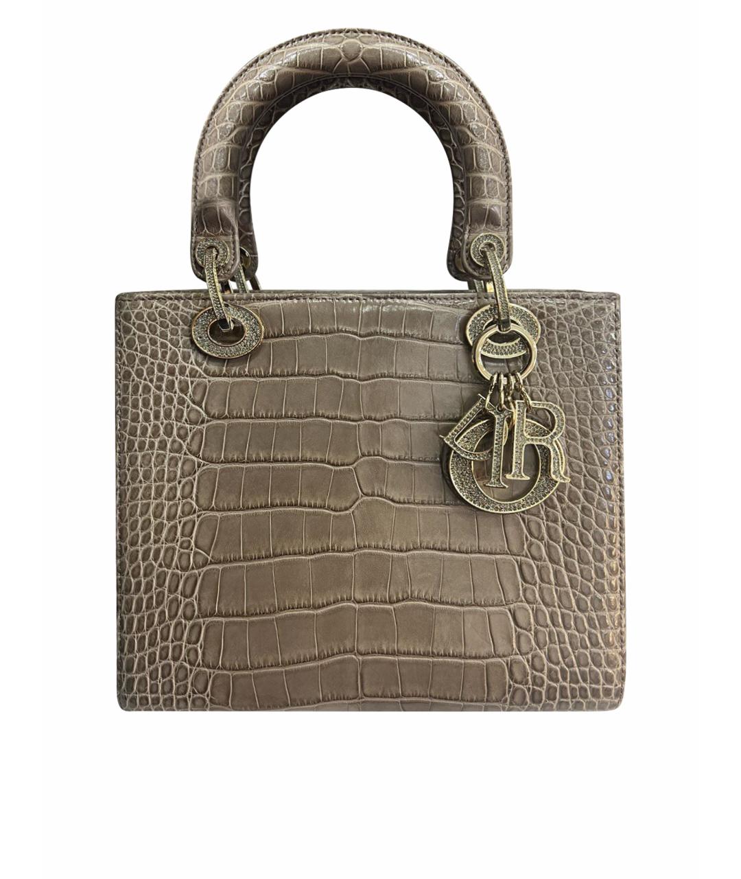 CHRISTIAN DIOR Серая сумка с короткими ручками из экзотической кожи, фото 1