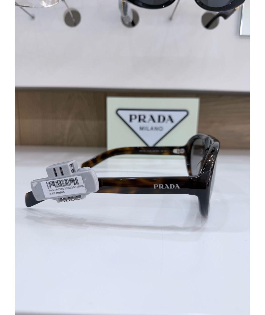 PRADA Коричневые пластиковые солнцезащитные очки, фото 2