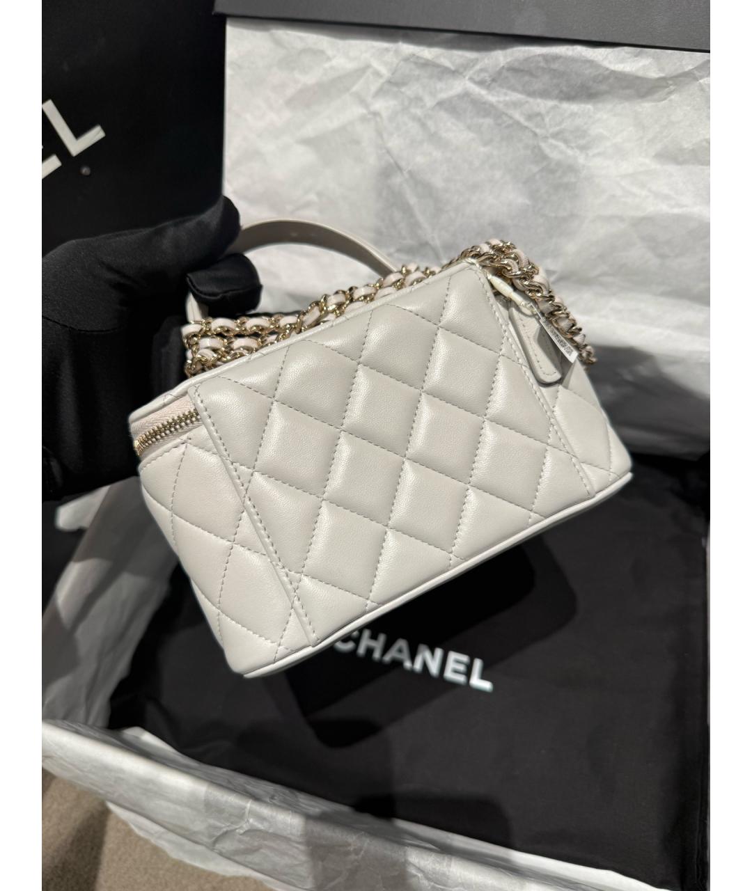 CHANEL Серая кожаная сумка через плечо, фото 3