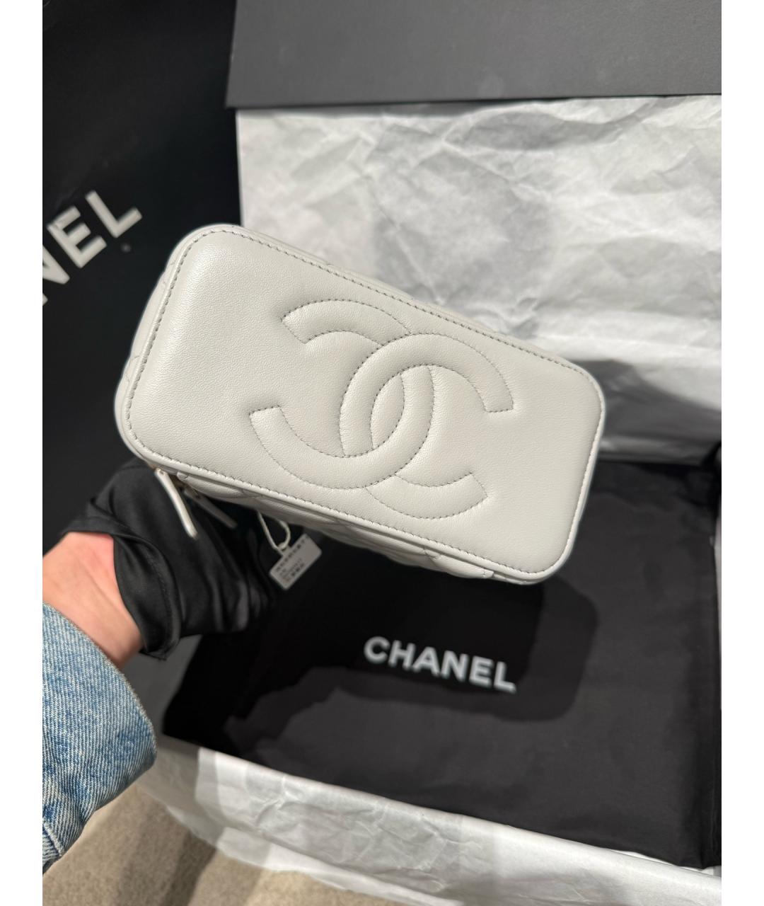 CHANEL Серая кожаная сумка через плечо, фото 7