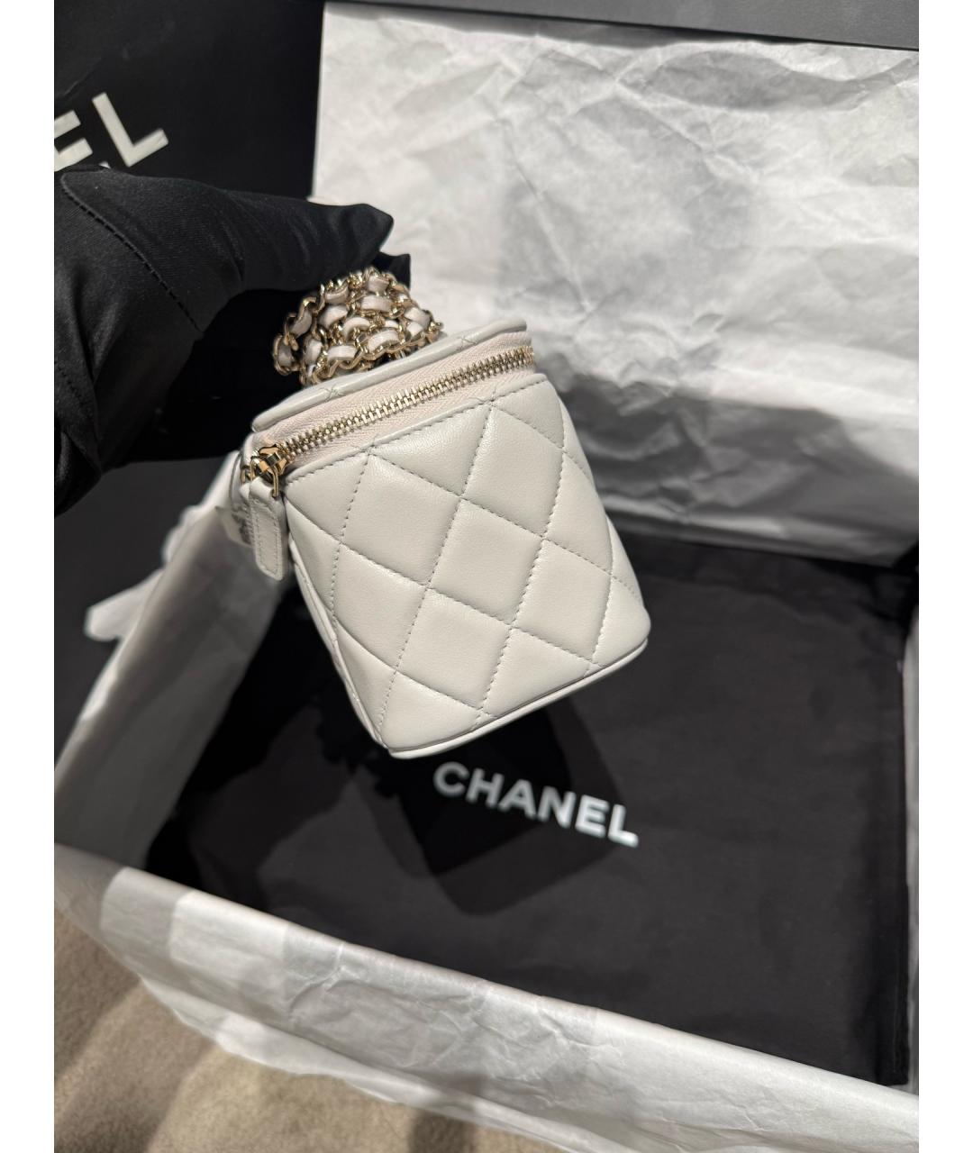 CHANEL Серая кожаная сумка через плечо, фото 5