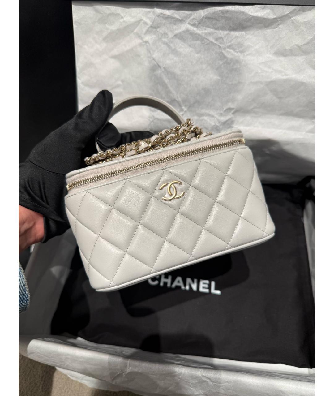 CHANEL Серая кожаная сумка через плечо, фото 2