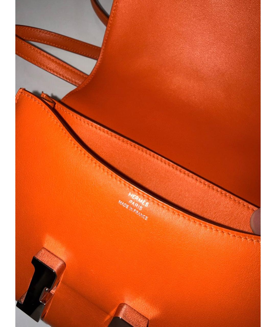 HERMES Оранжевая кожаная сумка через плечо, фото 5
