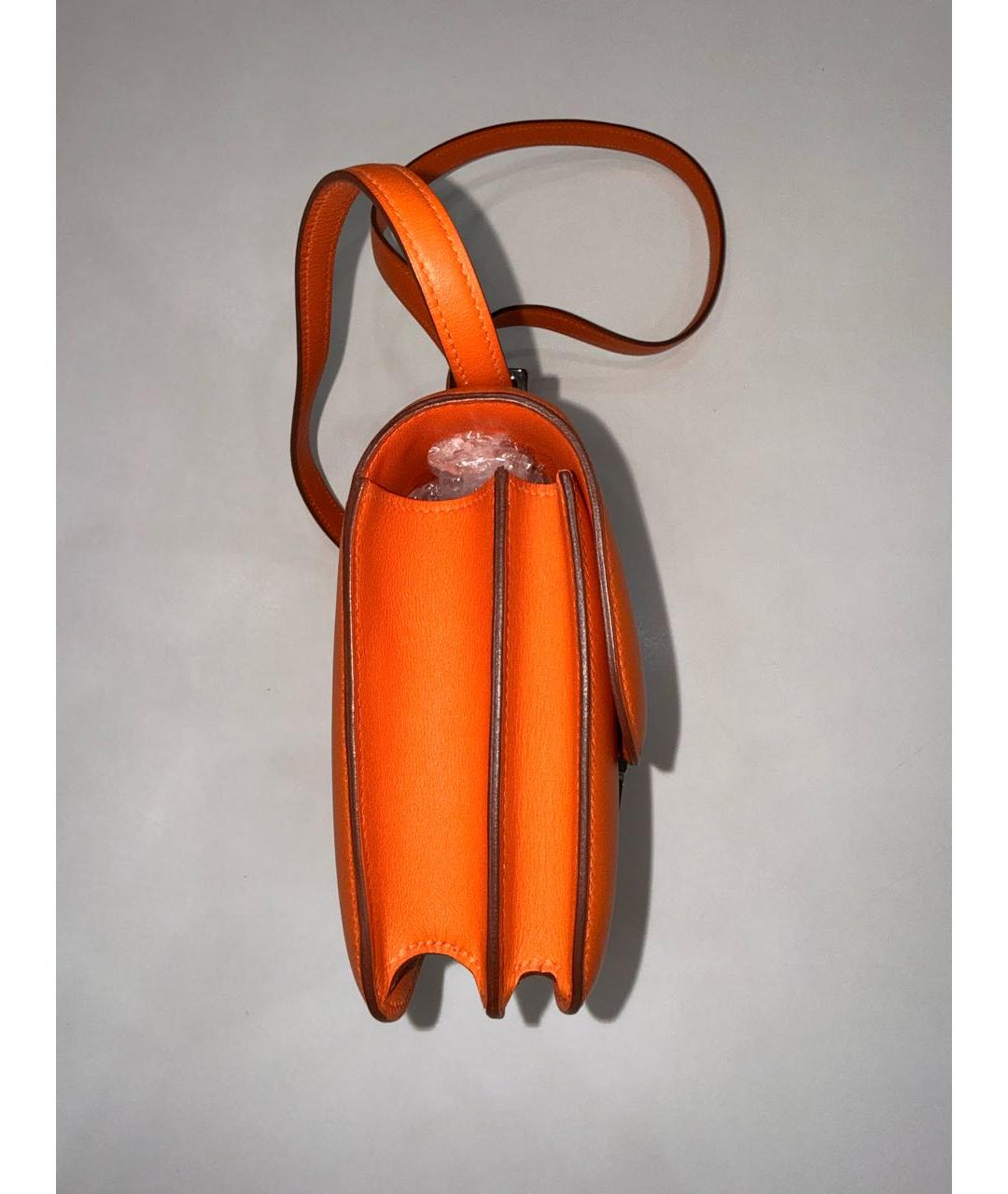 HERMES Оранжевая кожаная сумка через плечо, фото 7