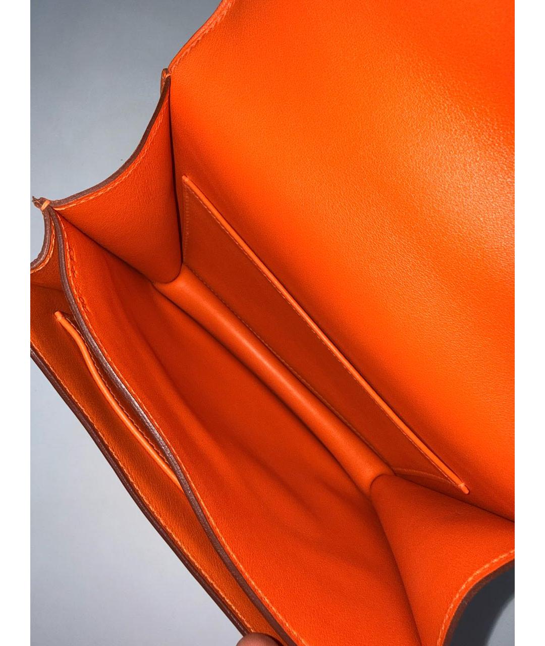 HERMES Оранжевая кожаная сумка через плечо, фото 4