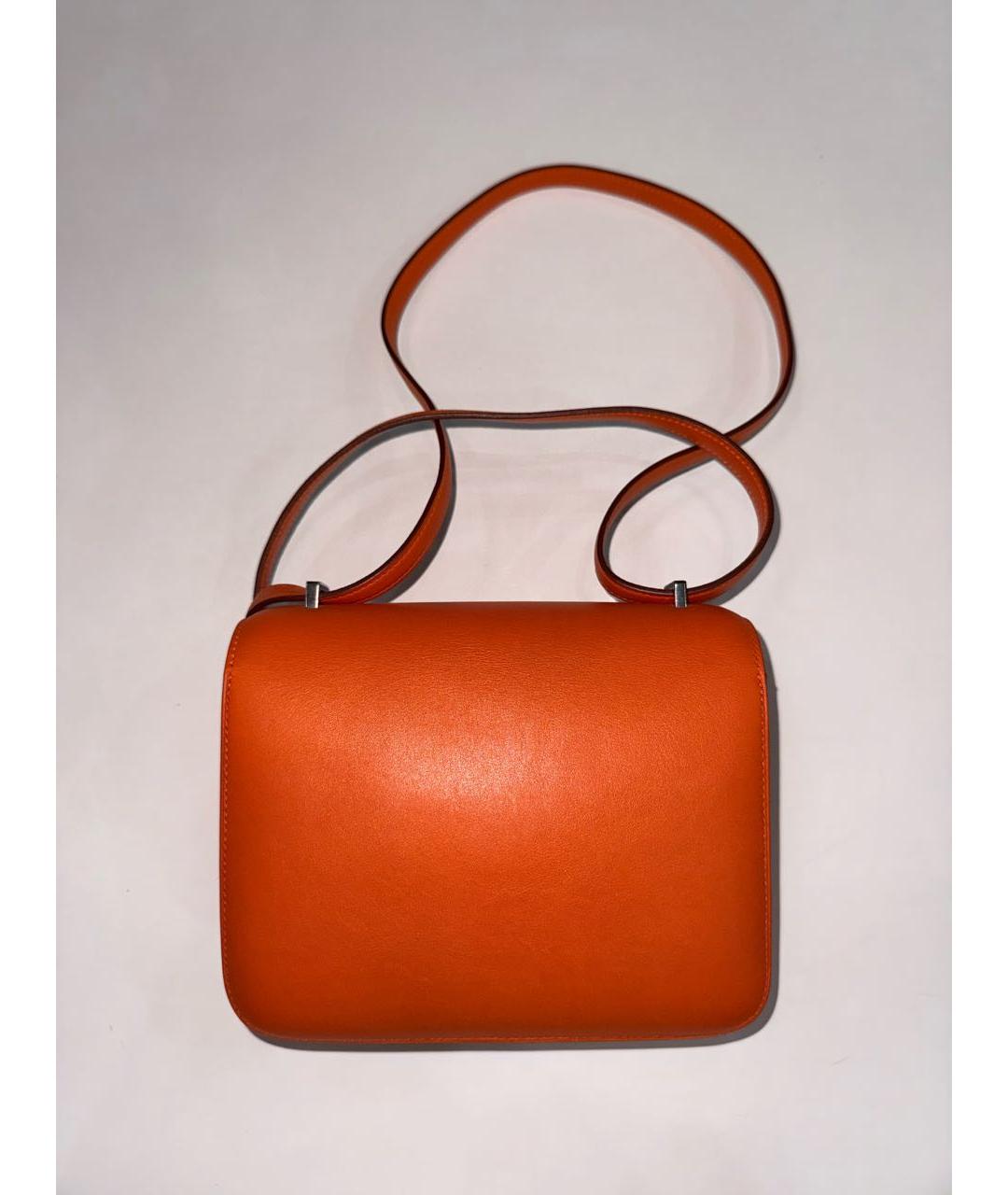 HERMES Оранжевая кожаная сумка через плечо, фото 3