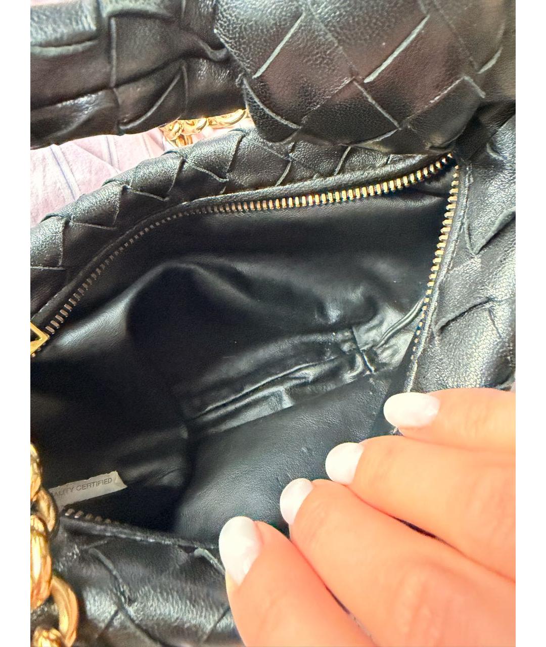 BOTTEGA VENETA Черная кожаная сумка с короткими ручками, фото 4