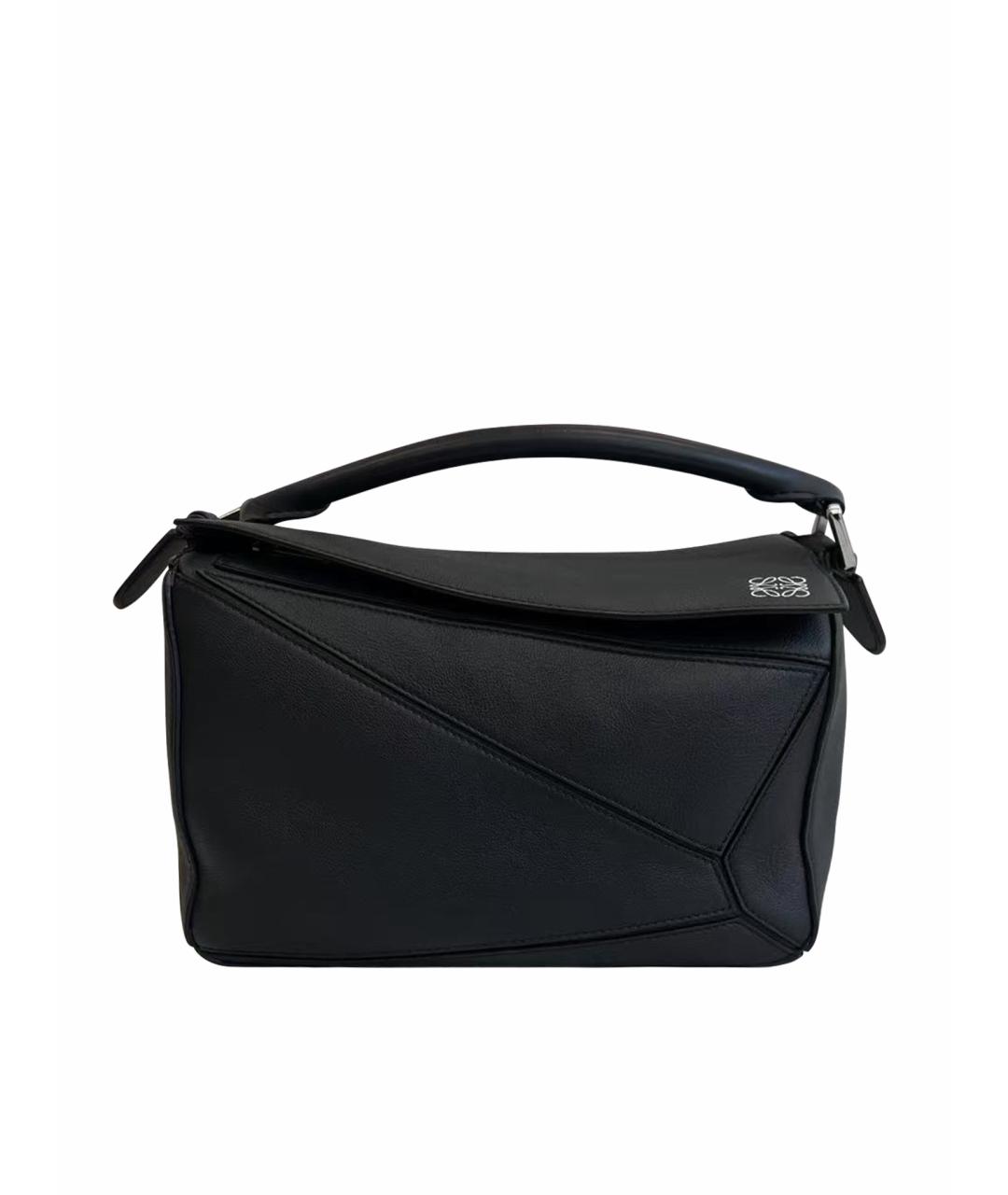 LOEWE Черная кожаная сумка с короткими ручками, фото 1