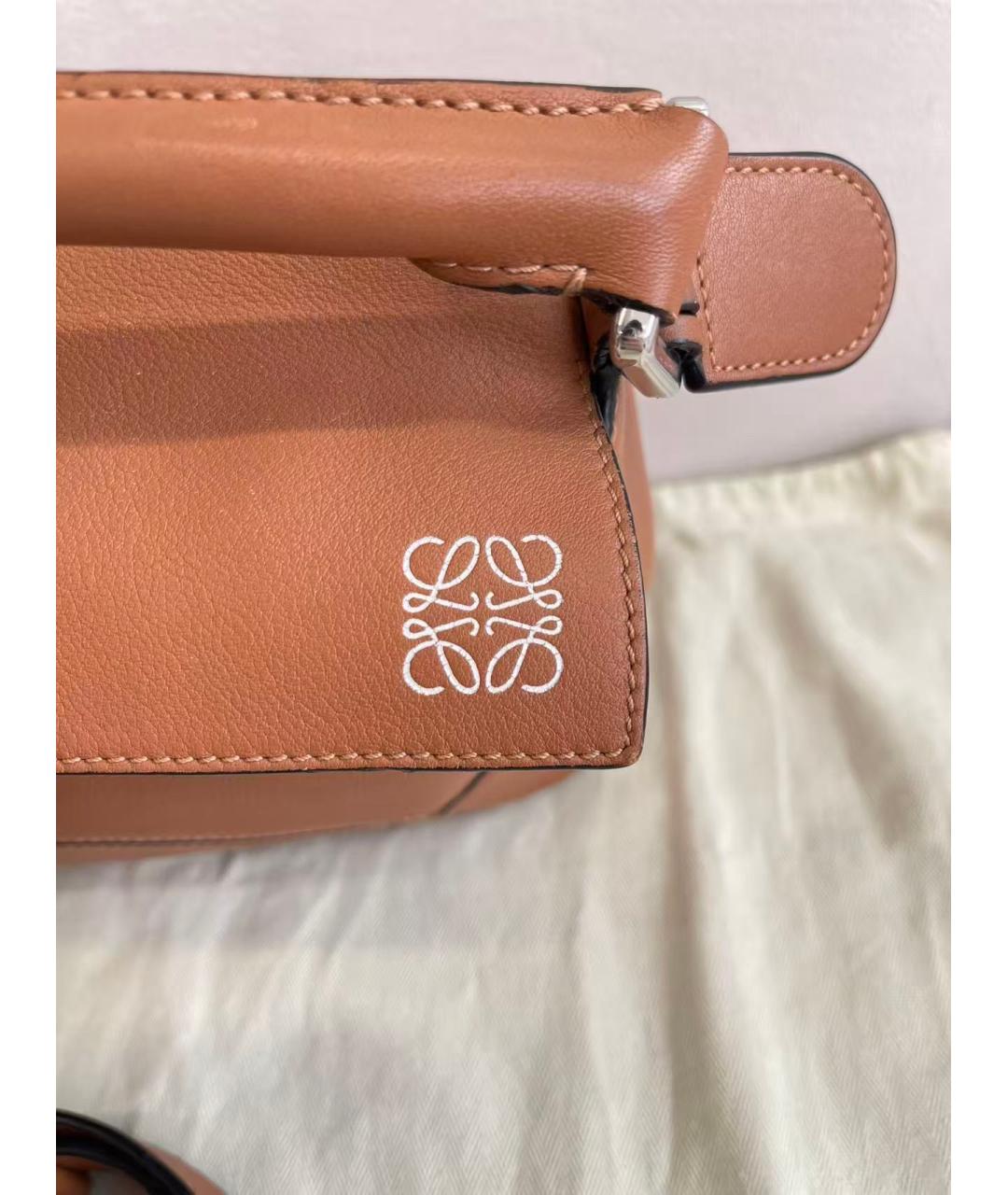 LOEWE Коричневая кожаная сумка с короткими ручками, фото 3