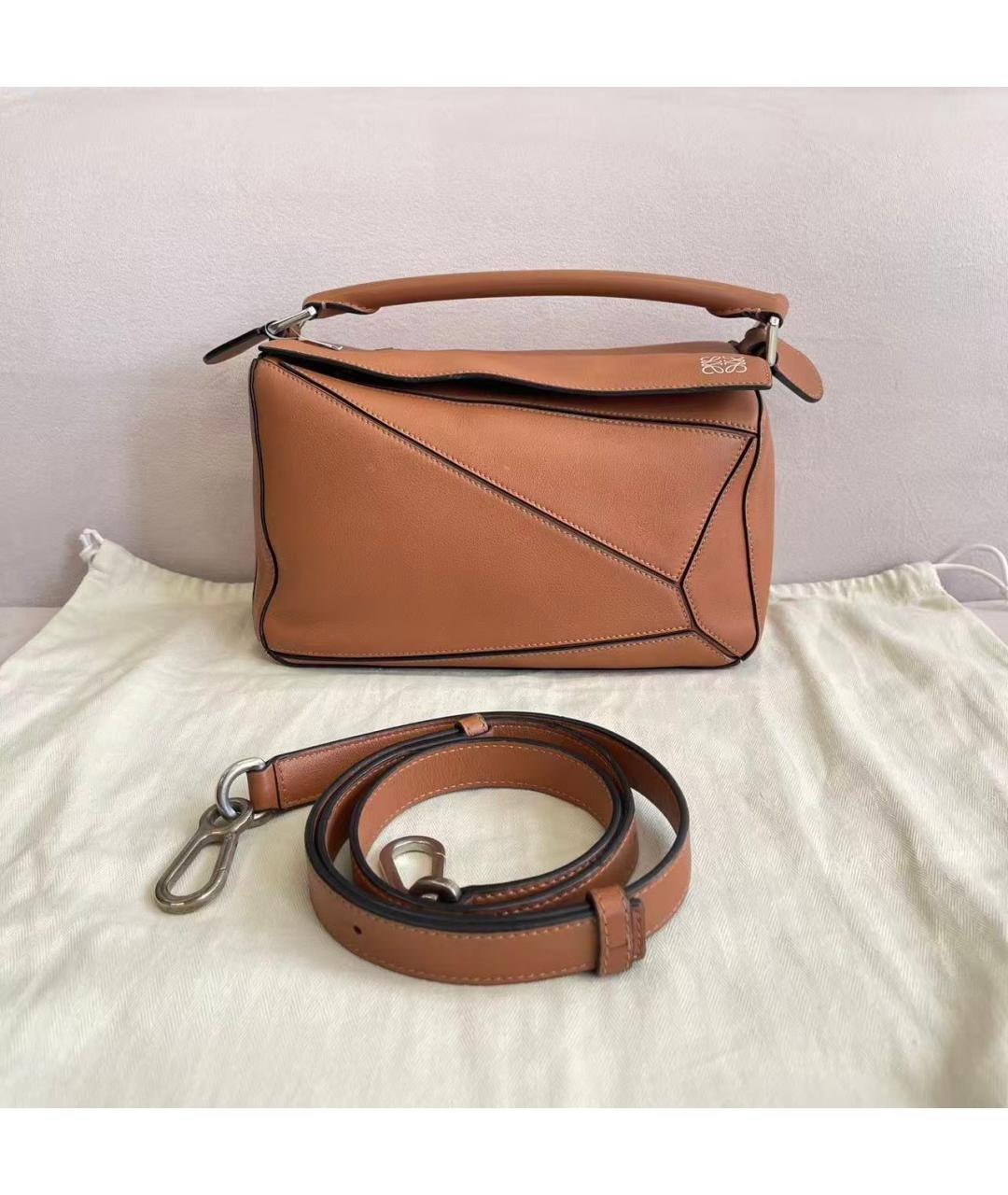 LOEWE Коричневая кожаная сумка с короткими ручками, фото 7