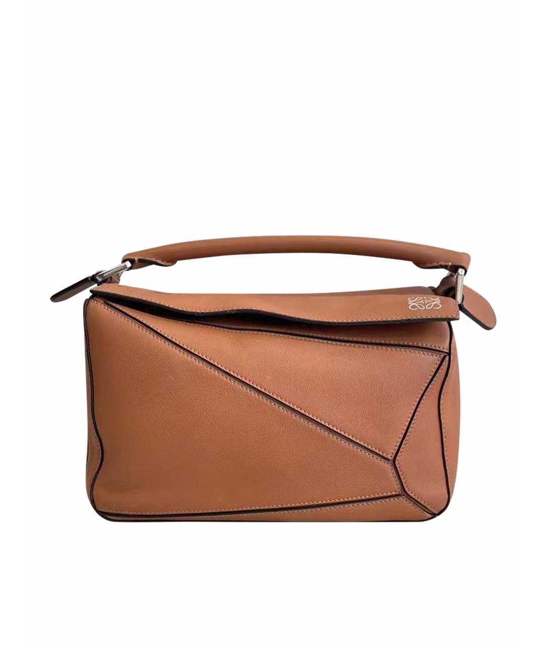 LOEWE Коричневая кожаная сумка с короткими ручками, фото 1