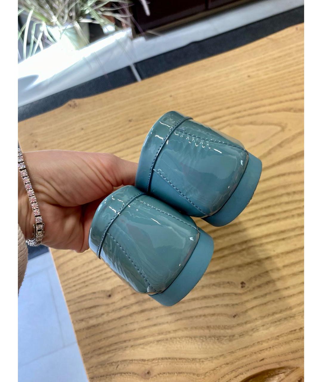 CHANEL Бирюзовые мокасины из лакированной кожи, фото 5