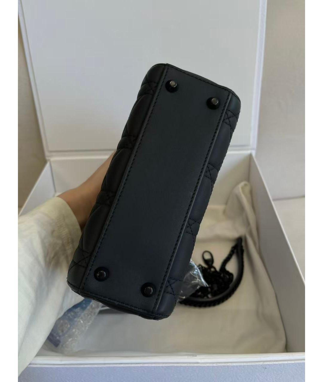 CHRISTIAN DIOR Черная кожаная сумка с короткими ручками, фото 5