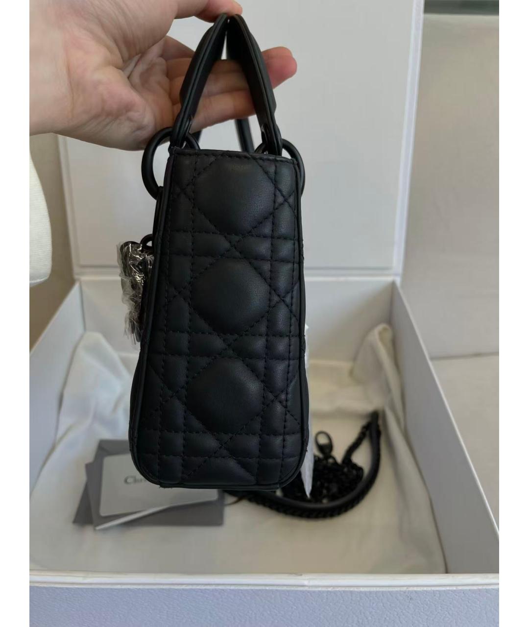 CHRISTIAN DIOR Черная кожаная сумка с короткими ручками, фото 4