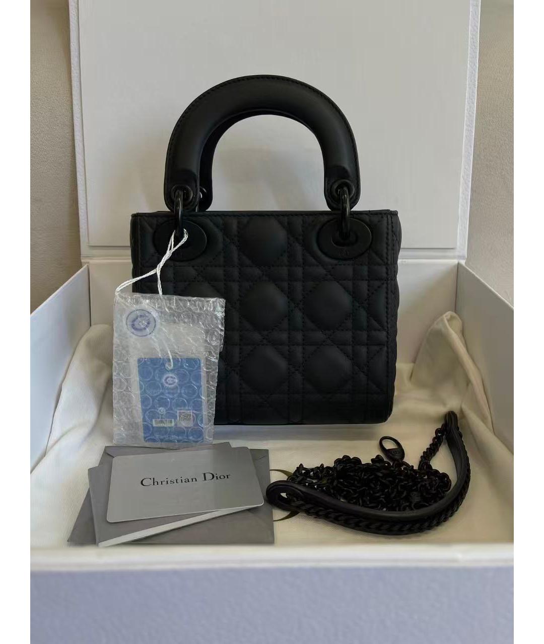 CHRISTIAN DIOR Черная кожаная сумка с короткими ручками, фото 2