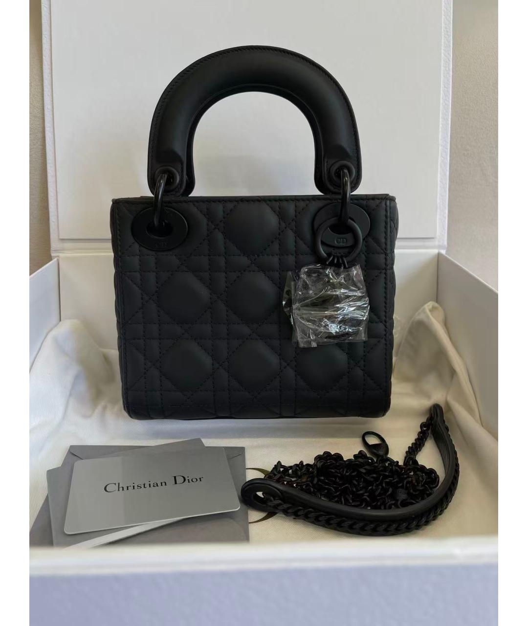 CHRISTIAN DIOR Черная кожаная сумка с короткими ручками, фото 7