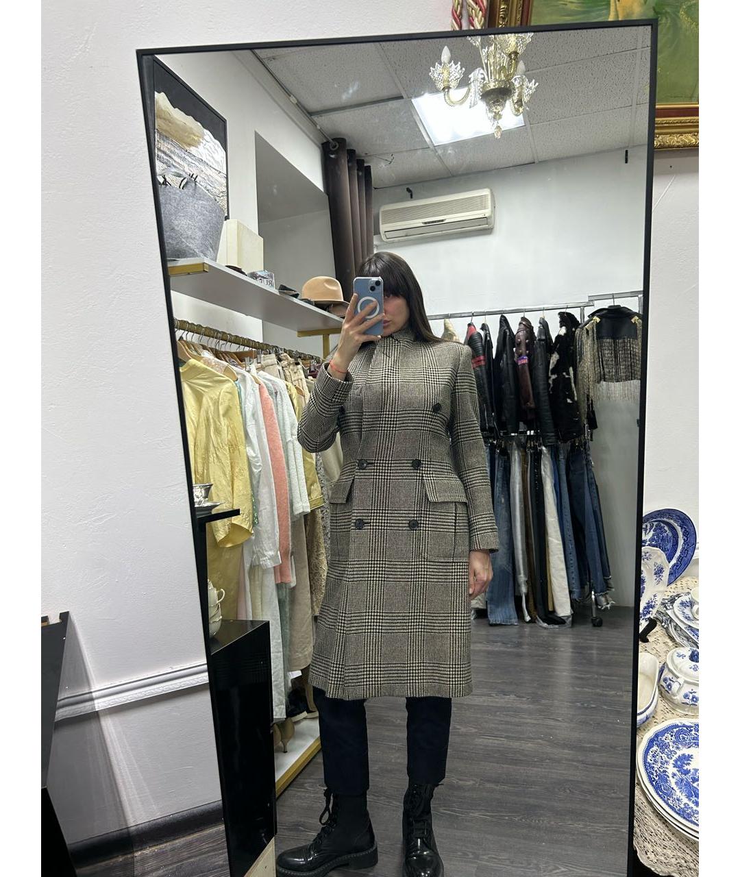 RALPH LAUREN COLLECTION Серое шерстяное пальто, фото 4