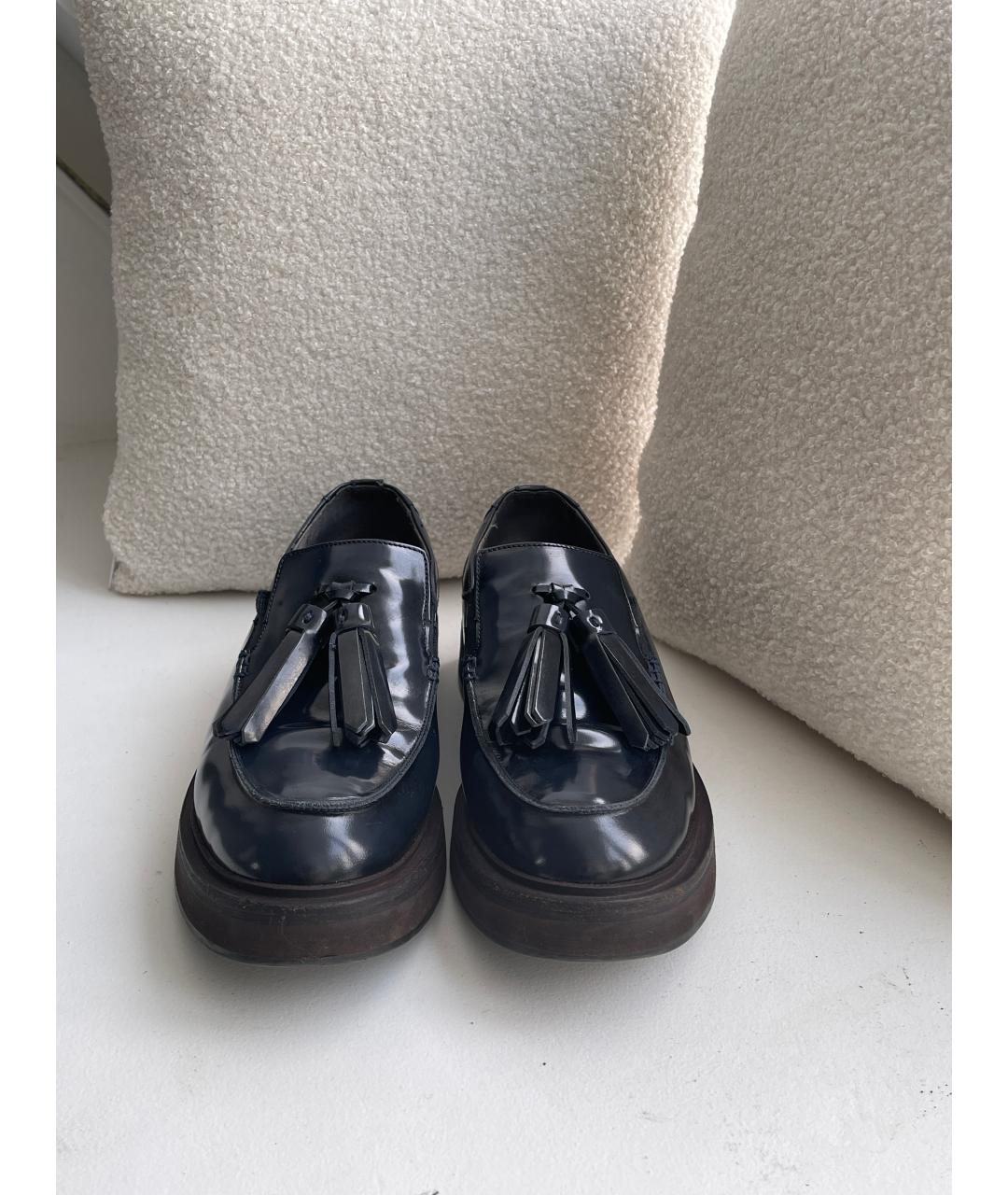 BRUNELLO CUCINELLI Темно-синие кожаные лоферы, фото 6