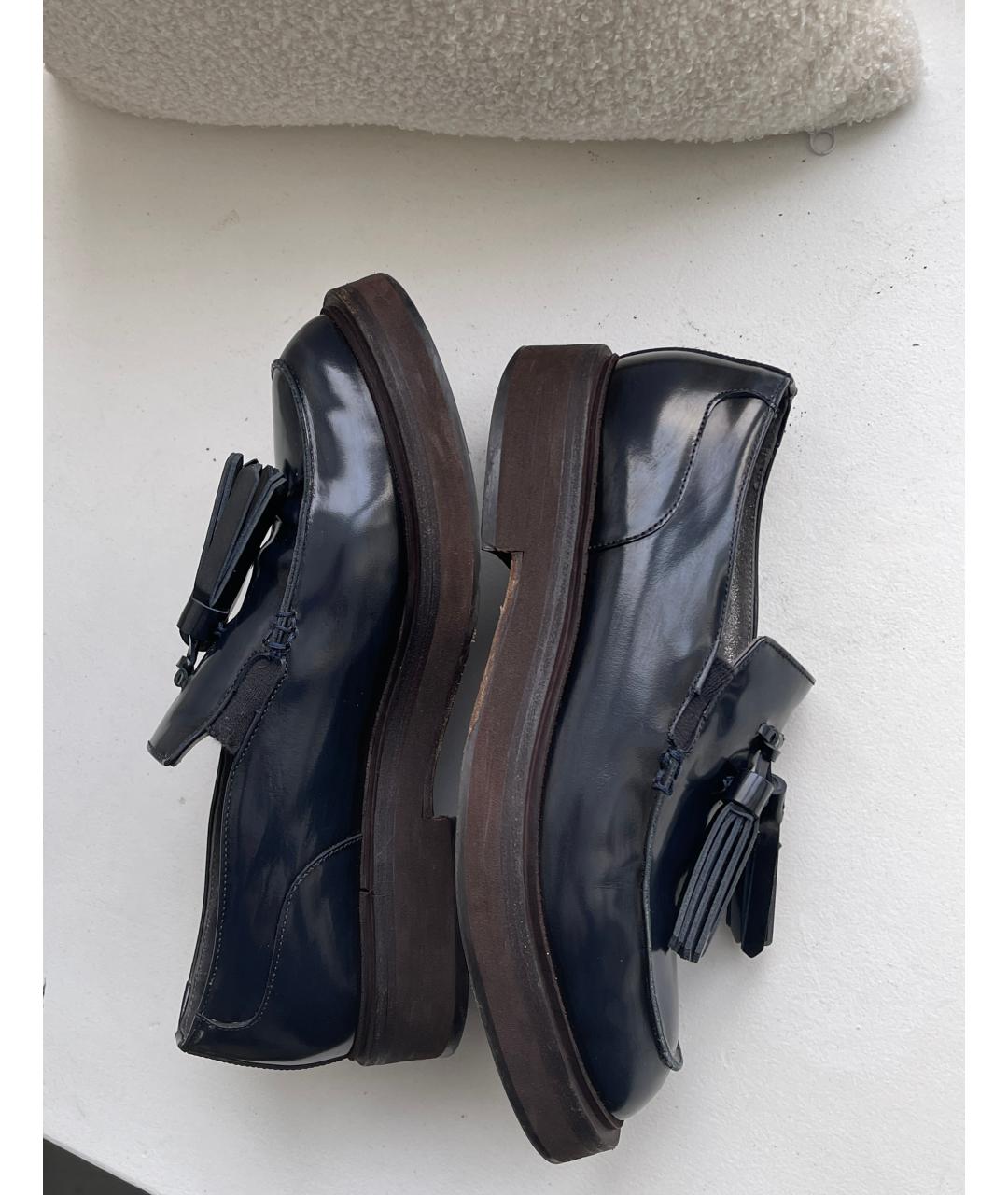 BRUNELLO CUCINELLI Темно-синие кожаные лоферы, фото 8