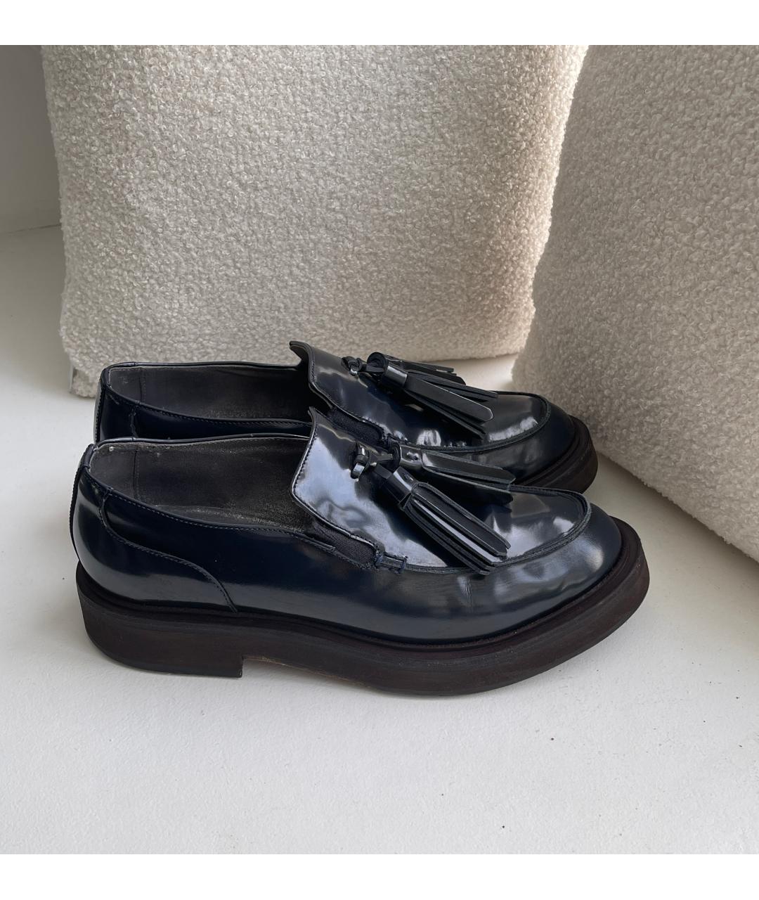 BRUNELLO CUCINELLI Темно-синие кожаные лоферы, фото 2